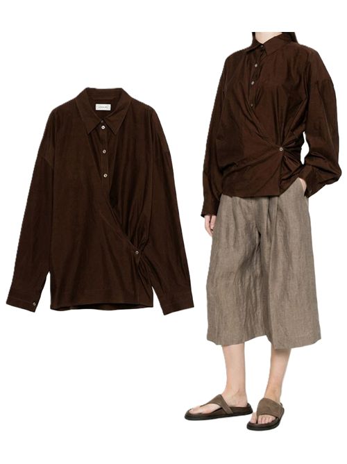 Straight collar twisted shirt Lemaire | SH1141 LF1500BR477 TRUFFLE